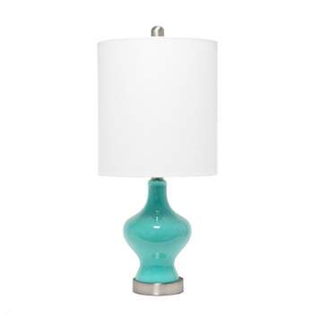 Glass Table Lamp With White Drum Shade Blue - Lalia Home : Target