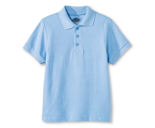 Dickies Little Boys' Pique Uniform Polo Shirt - Light Blue L