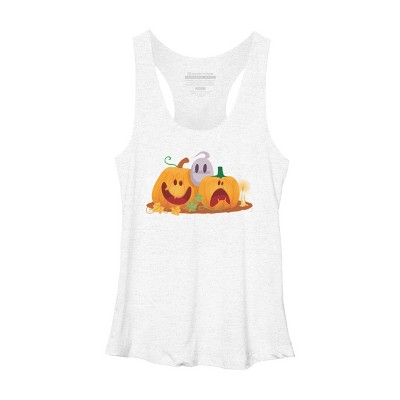 Women's Design By Humans Halloween Cartoon Pumpkins And Ghost By VectorVillain Racerback Tank Top