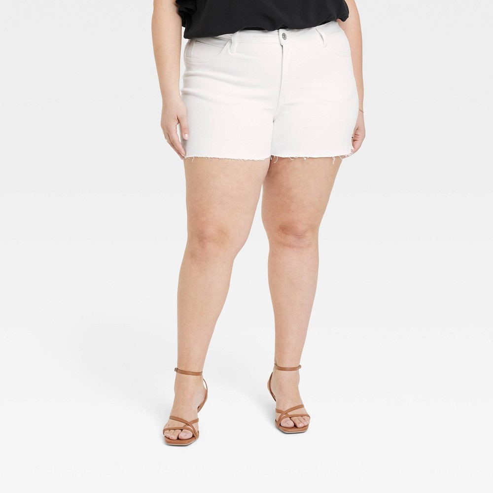 Women's High-Rise Denim Shorts - Ava & Viv™ White 20