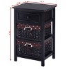 Costway Set OF 2 Night Stand 3 Tier 1 Drawer Bedside End Table Organizer Wood W/2 Basket - 3 of 4