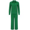 Women's Casual Lounge Sets 2 Piece Outfits Long Sleeve Wide Leg Pants Button Down Shirt Sets - 4 of 4