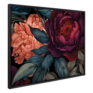 Kate & Laurel All Things Decor 31.5"x41.5" Sylvie Dark Academia Floral in Rich Jewel Tones Framed by The Creative Bunch Studio Black - 1 of 4