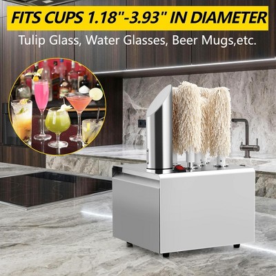 Wine Glass Polisher, Electric Commercial Machine with 8 Cotton Brushes & Warm Air Dryer - 550 Cups/Hour for Bars Restaurants