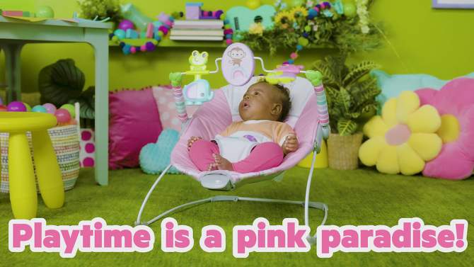 Bright Starts Pink Paradise Vibrating Bouncer, 2 of 14, play video