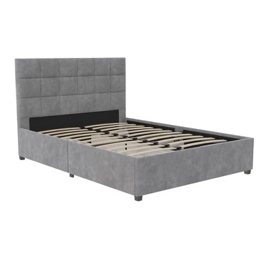 Serena Upholstered Bed With Drawers Light Gray Velvet - Cosmoliving By ...