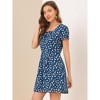 Allegra K Women's Printed Summer Casual Square Neck Short Sleeve Fit and Flare Dress - 4 of 4