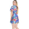 HAPPY BAY Women's Summer Mini Beach Tropical Dress Swimsuit V Neck Tops Cover Ups for Swimwear Women X-Large-XX-Large Blue Floral - 3 of 4