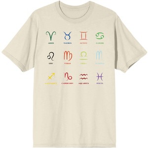 Celestial Tropics Rainbow Astrological Signs Men's Natural T-Shirt - 1 of 3