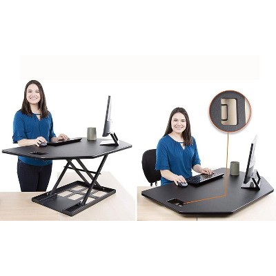 Black Steel 42" Standing Desk Converter with Pneumatic Lift