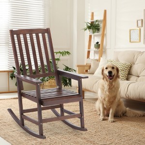 VASIP Acacia Wood Indoor Rocking Chair, Outdoor Solid Wood Patio Furniture for Front Porch, Deck and Garden - 1 of 4