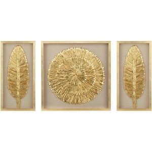 Dahlia Studios Golden Feathers 31 1/2" High Wall Art Set of 3 - 1 of 4