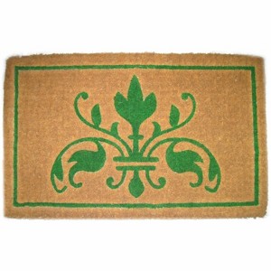 HomeRoots 18" X 30" Brown and Green Coir Abstract Outdoor Door Mat - 1 of 4