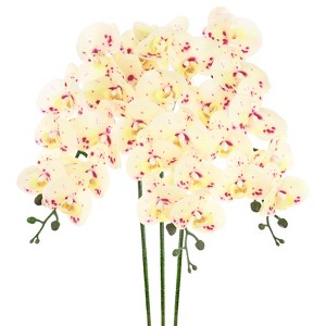 Unique Bargains Artificial Orchid Flowers Nine-headed Large Faux Phalaenopsis Silk Bouquets Real Touch 37 Inch - 1 of 4
