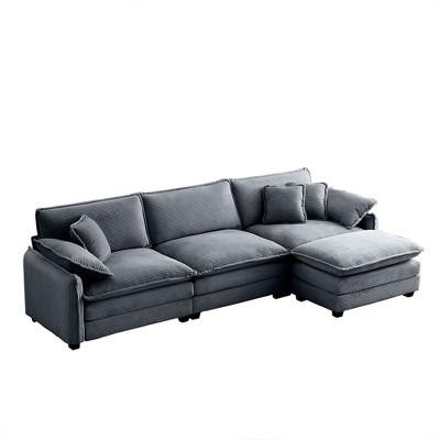 NicBex L-Shaped Corduroy Sectional Sofa,3-seater Couch with Ottoman for Living Room,Apartment,Office