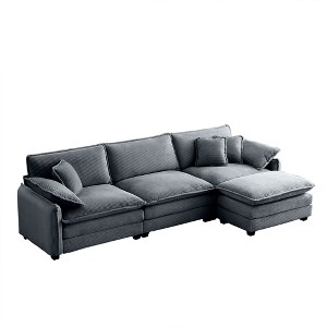 NicBex L-Shaped Corduroy Sectional Sofa,3-seater Couch with Ottoman for Living Room,Apartment,Office - 1 of 4