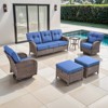 Belord 6 Pieces Patio Furniture Set with 5" Thick Cushions, Wicker Patio Set with Swivel Gliding Rocker Chairs, Sofa, Ottoman and Accent Side Table - 2 of 4