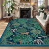 Washable Floral Animal Jungle Rug Non Slip Low Pile Rug Soft Throw Floor Cover Foldable Indoor Carpet for Living Room Bedroom Playroom Nursery - 2 of 4