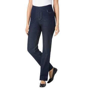 Woman Within Women's Plus Size Tall Flex-Fit Pull-On Straight-Leg Jean