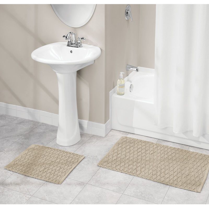 mDesign Cotton Bathroom Spa Mat Rugs/Runner, Diamond Design, Set of 3, 3 of 9