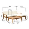 Sapphtopaz 5-Piece Outdoor Patio Sofa Set, Wood Outdoor Sofa with Cushions, L Shape Patio Sofa Set, Slat Panel 3-Seater Sectional Sofa with Ottoman - 3 of 4