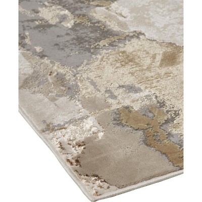 Aura Gray and Gold Abstract 6'7" x 9'6" Area Rug