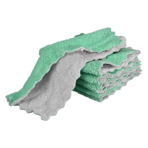 Unique Bargains Kitchen Quick Dry Coral Fleece Dish Cloths 12 Pcs - 1 of 4