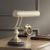 Regency Hill Traditional Piano Banker Desk Lamp Adjustable 12" High Black Marble Base Antique Brass Shade for Office Table - 2 of 4