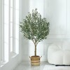 DR.Planzen 5-8FT Lush Artificial Olive Tree - UV Resistant Fake Plant with Black Fruits in 7x8" Black Pot for Indoor/Outdoor House & Floor Decor - 4 of 4