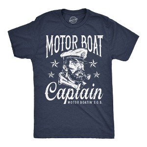 Mens Funny T Shirts Motor Boat Captain Sarcastic Sailor Graphic Novelty Tee For Men - Crazy Dog Men's T Shirt Navy 4XL - 1 of 4