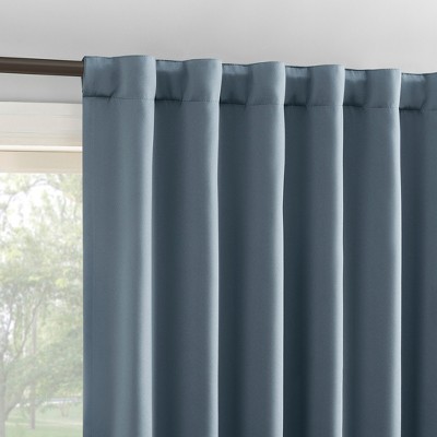 Denim Blue Polyester 52" x 63" Blackout Curtain Panel Pair