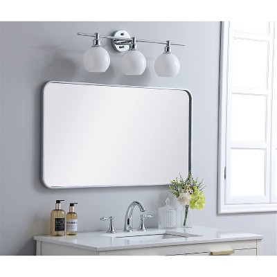 Evermore Contemporary 22x40" Silver Rectangular Wood Vanity Mirror