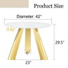 CENGHU Marble Grained Stone Round Dining Table, 42" Stainless Steel Leg Dining Table for 4-6 Pepole, 3-legged Coffee Table for Dining Room, Office - 3 of 4