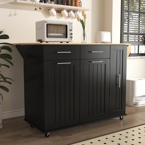 Bella Depot 43.3" Kitchen Island with Drop Leaf, Rolling Kitchen Cart on Wheels with 3 Tier Pull Out Cabinet, Drawers for Kitchen - 1 of 4