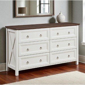 Farmhouse Dresser Sideboard Buffet with 6 Drawers, Rustic Wooden Storage Cabinet Organizer for Living Room, Entryway, or Hallway - 1 of 4