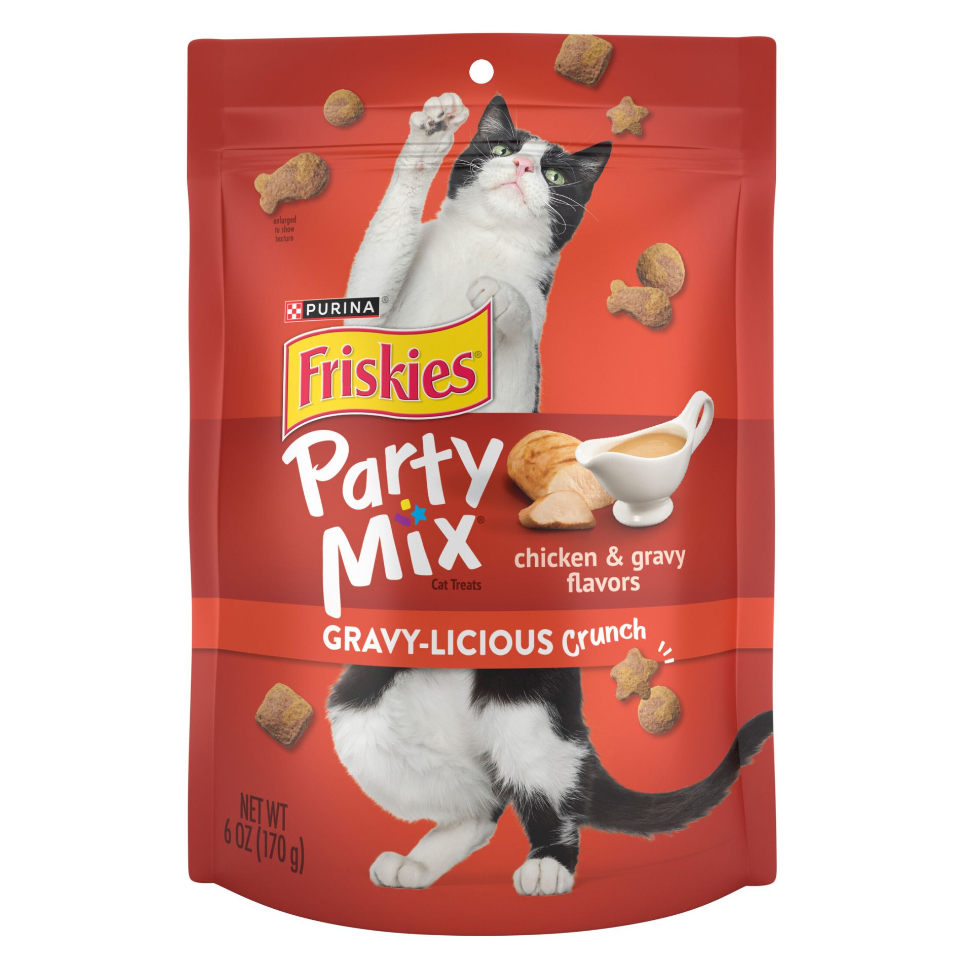 Purina Friskies Party Mix Chicken Gravy-Licious Crunch Crunchy Cat Treats - 6oz
