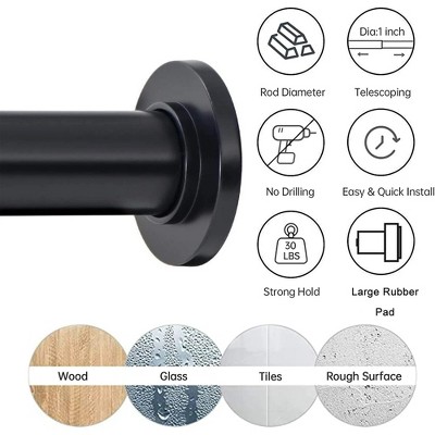 LunaLulinlk Shower Curtain Rod,43-72 Inch Adjustable Tension Shower Rod Never Rust Non-Slip No Drilling Spring Tension Curtain Rod