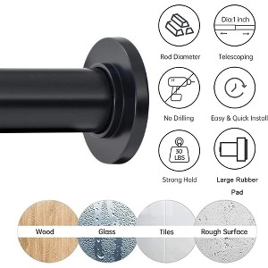 LunaLulinlk Shower Curtain Rod,43-72 Inch Adjustable Tension Shower Rod Never Rust Non-Slip No Drilling Spring Tension Curtain Rod - 1 of 4