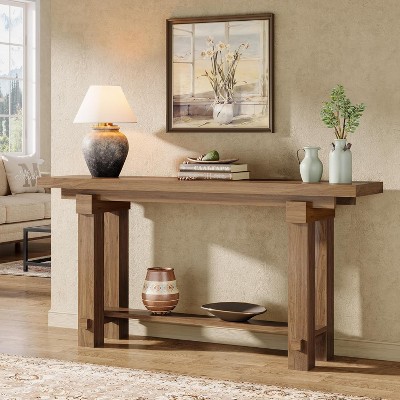 Tribesigns 63" Wooden Console Table, 2-Tier Sofa Table Behind The Couch, Entryway Table Foyer Table for Living Room, Hallway, Entrance