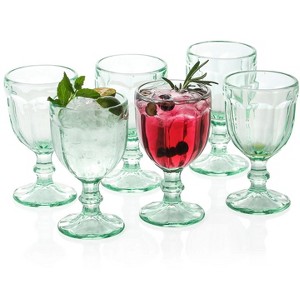 Slickblue Timeless European Glass Goblets - 10.2oz Set of 6, Artistic Embossed Design - 1 of 4