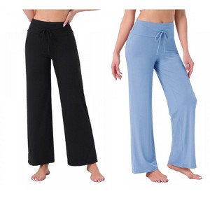 INSPIRE CHIC Women's 2 Pcs Pajama Pants Wide-Leg Casual Lounge Yoga Drawstring Bottoms - 1 of 4
