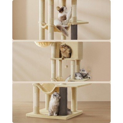 Feandrea 69-Inch Beige Sisal Multi-Level Cat Tree Tower