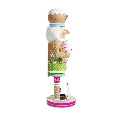 16-Inch Wooden Gingerbread Nutcracker with Candy Detailing