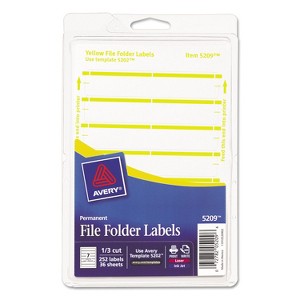 Avery Print or Write File Folder Labels 11/16 x 3 7/16 White/Yellow Bar 252/Pack 05209 - 1 of 4