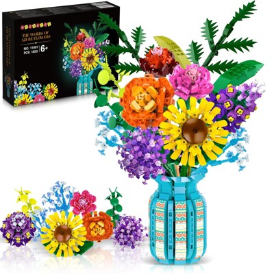 Hogokids Flowers Bouquet Building Set, 1853 Pieces, Interlocking Block Toys for Adults and Kids Aged 6+