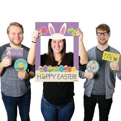 Big Dot of Happiness Hippity Hoppity - Easter Bunny Party Selfie Photo Booth Picture Frame & Props - Printed on Sturdy Material