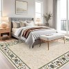 Area Rugs for Living Room Washable Vintage Floral Print Large Bedroom Rugs Indoor Modern Geometric Bordered Rug - 3 of 4