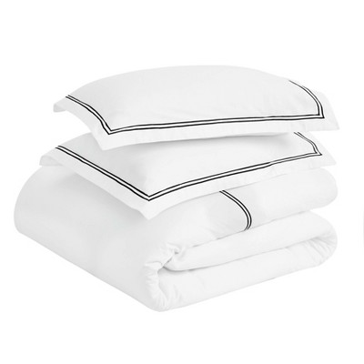 Cotton Two-Line Embroidered 3 Piece Duvet Cover Set by Blue Nile Mills