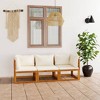vidaXL 3-Seater Patio Sofa with Cream Cushions - Solid Acacia Wood Lounge Set Suitable for Outdoor Use - Requires Assembly - 2 of 4