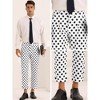 Lars Amadeus Men's Pleated Front Polka Dots Printed Cropped Dress Pants - 4 of 4